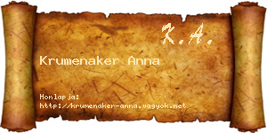 Krumenaker Anna névjegykártya